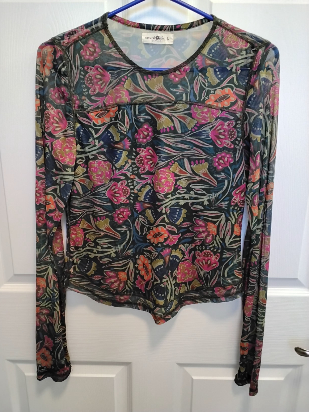 NATURAL LIFE Sloane Boho Mesh Top Size L